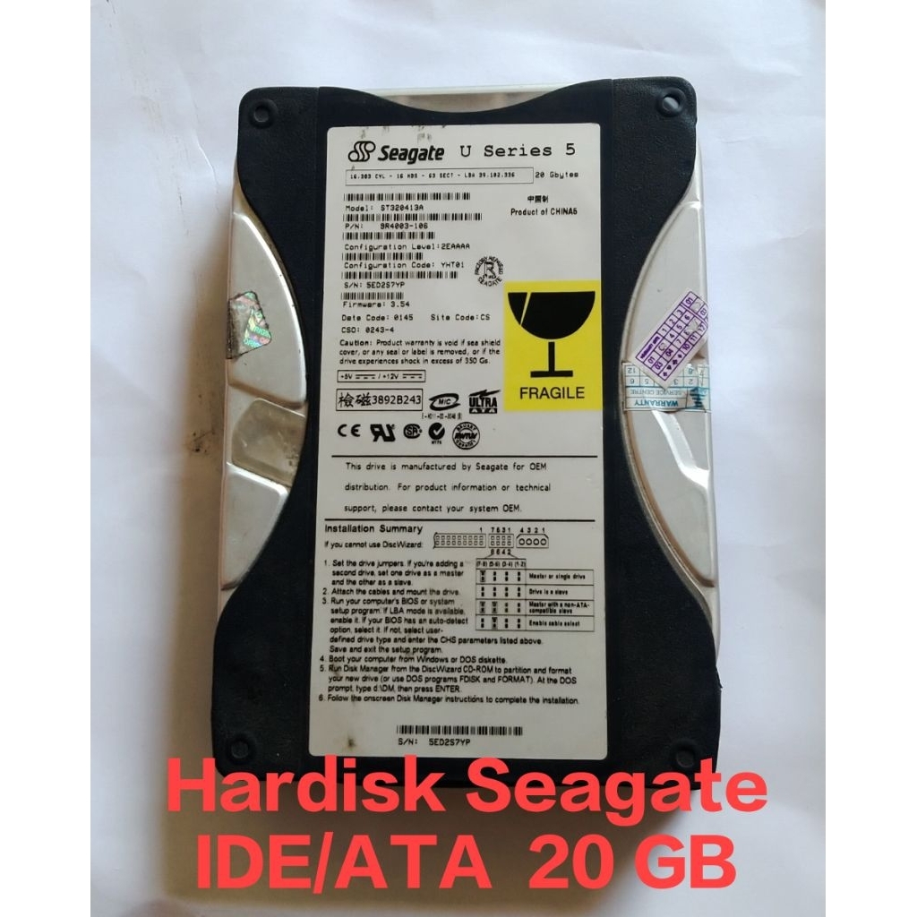 Hardisk IDE ATA Seagate/maxtor 20,30,40 GB second normal