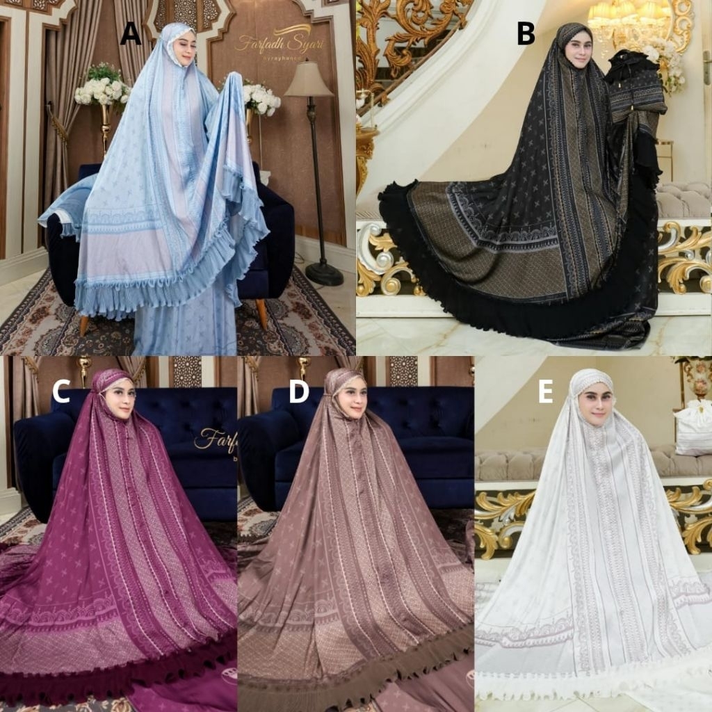 SYAFIA MUKENAH BY FARFADH RAYHAN SYAFEA SERIES White Series Umroh Haji By Humaira Syari Branded Ceru
