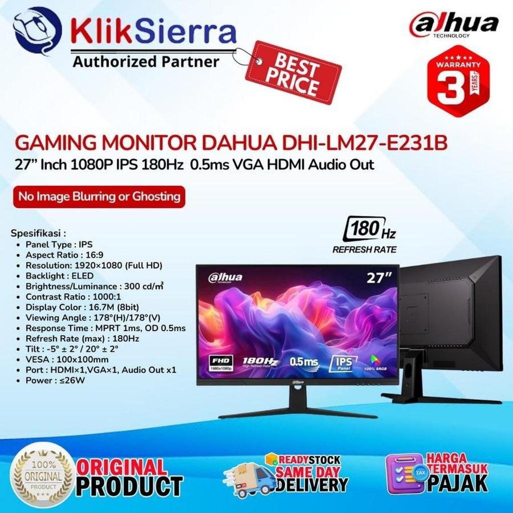 DAHUA DHI-LM27-E231B MONITOR GAMING 27" 180Hz FULL HD HDMI FHD 27 INCH