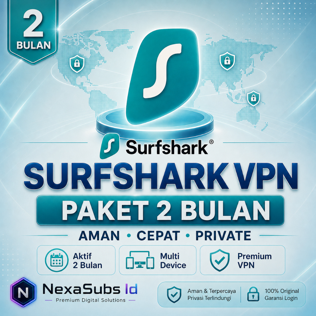 Surfshark VPN Premium 2 Bulan - Akses Internet Aman Private Multi Device