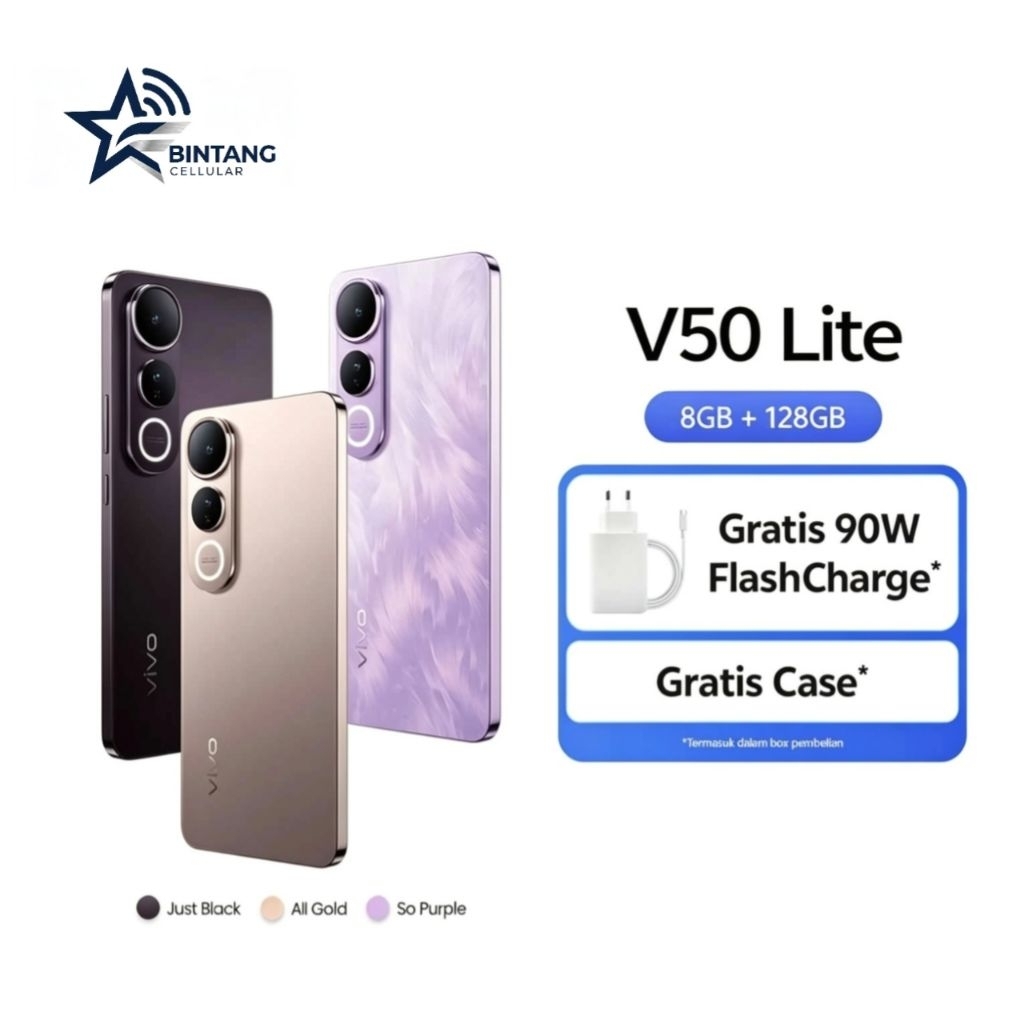 HP VIVO V50 LITE 5G 8/128 GB - VIVO V50 LITE 5G RAM 8GB INTERNAL 128GB GARANSI RESMI