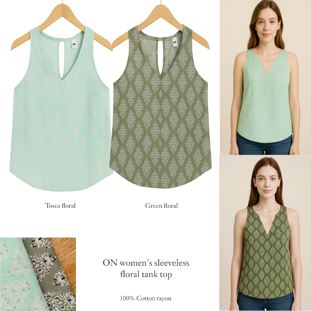 ON sleeveless floral tank top / tank top wanita original branded / kutung wanita terbaru / Tank top 