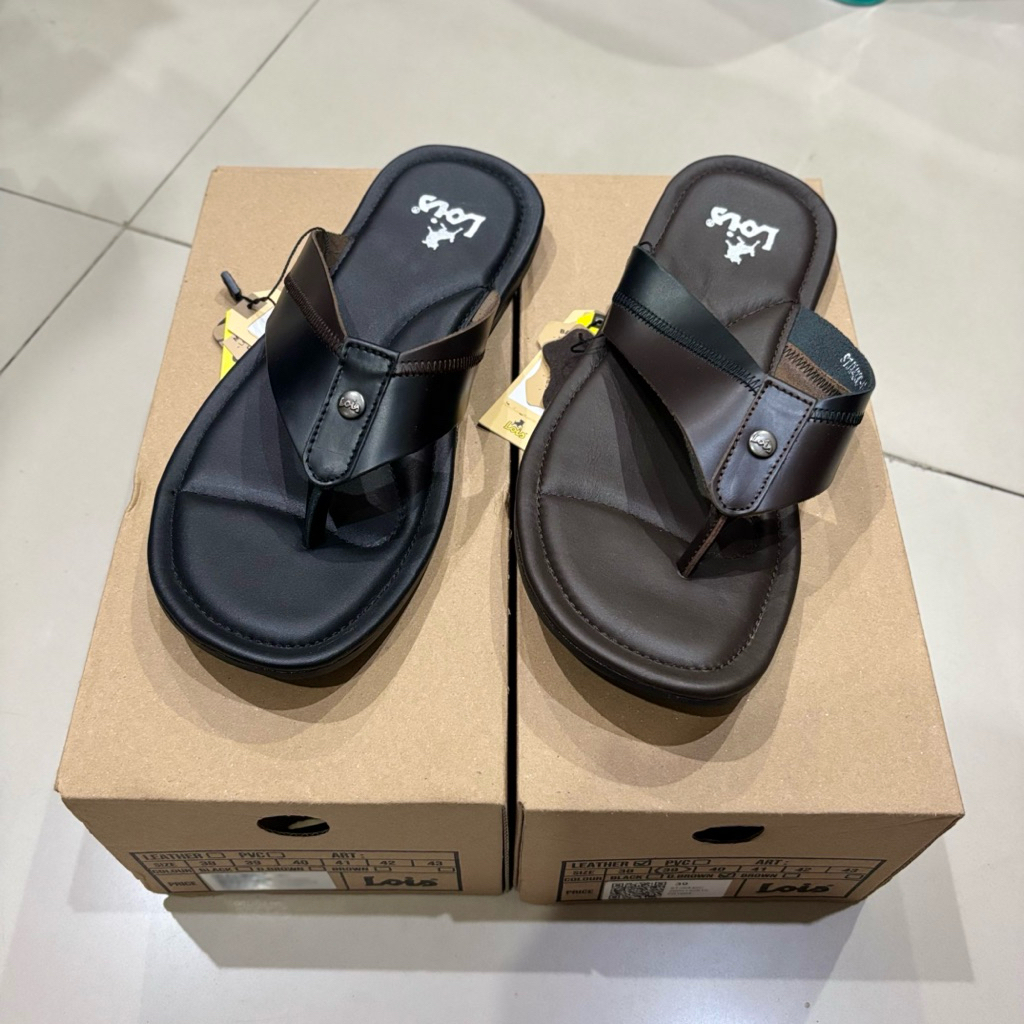 sandal lois pria original kulit STJK433A/C