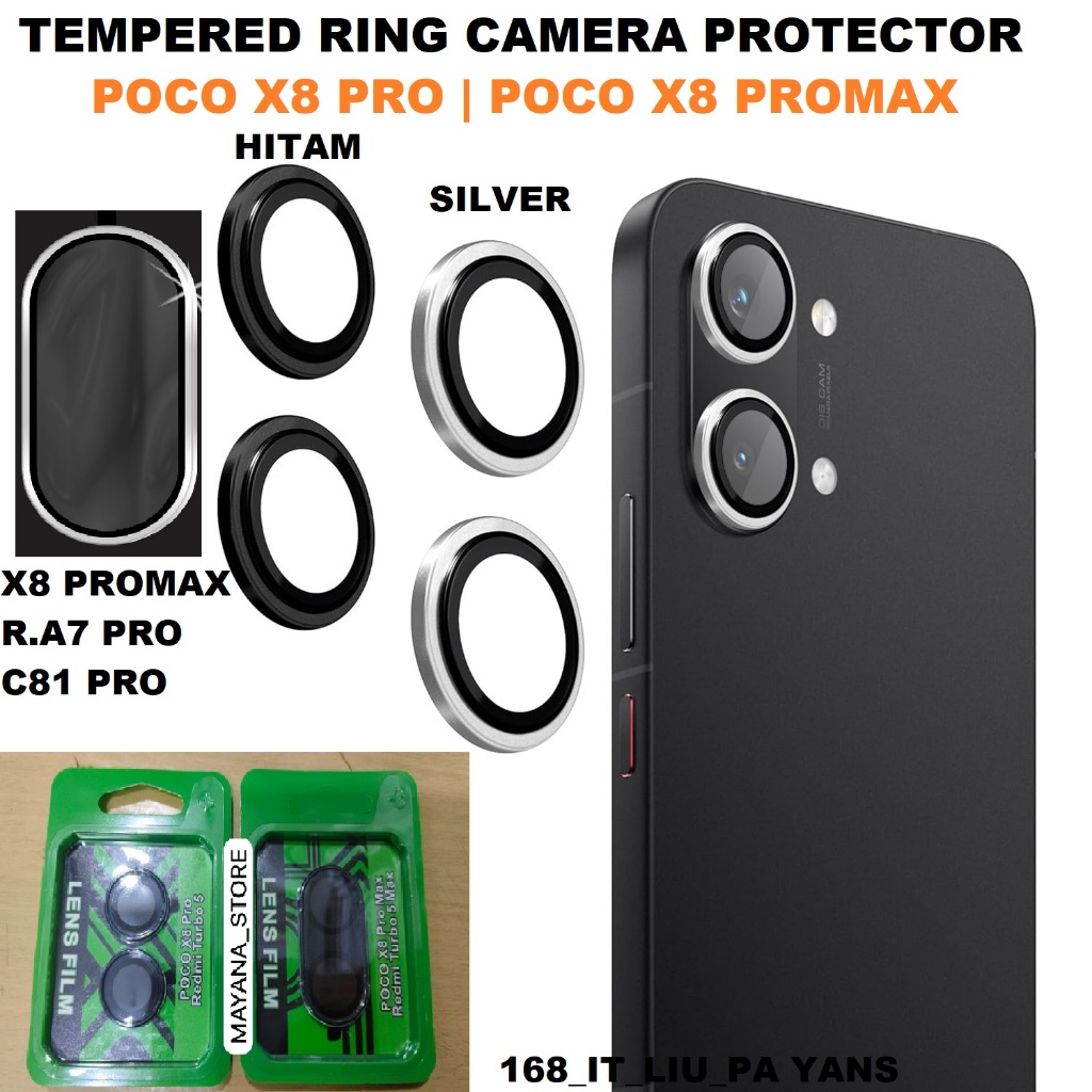 MY$ 1 2026 Tempered Glass Ring Camera POCO X8 PRO X8 PRO MAX C81 PRO REDMI A7 PRO Anti Gores Kaca Ka