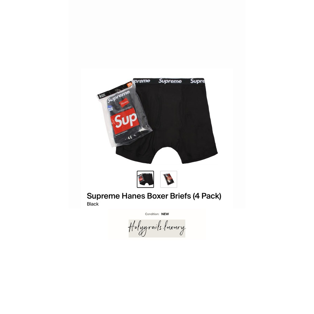 Supreme Hanes Boxer Briefs (4 Pack ) Black 100% Original