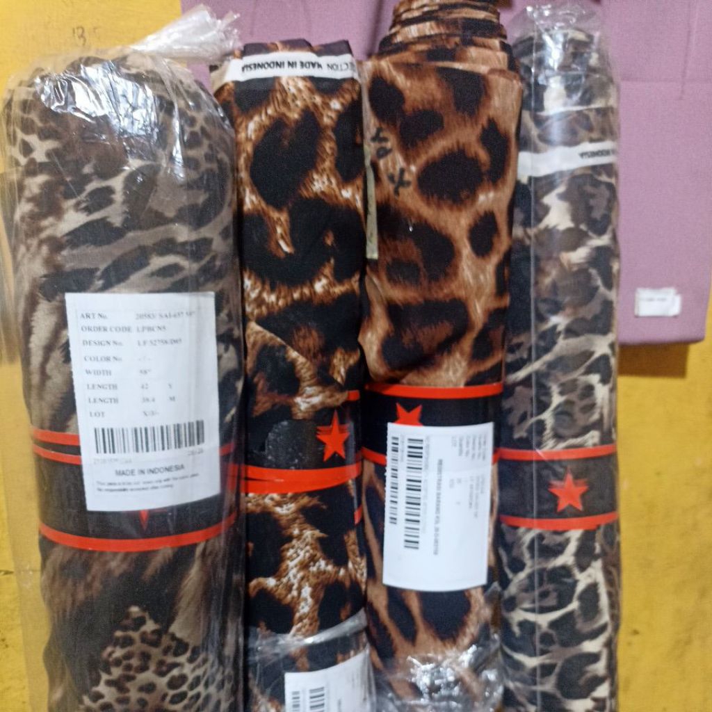 kain sipon motif leopard, roreng, tipis lembut, untuk puring, untuk cadar, nikob, 20 yard, 1 roll