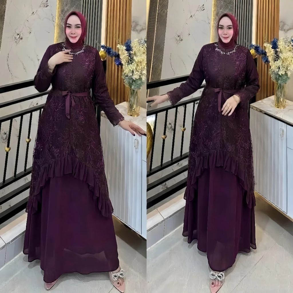 COD LIVIA DRESS GAMIS BROKAT TERBARU 2026 MODEL TERBARU MEWAH BAJU KONDANGAN FASHION MUSLIMAH