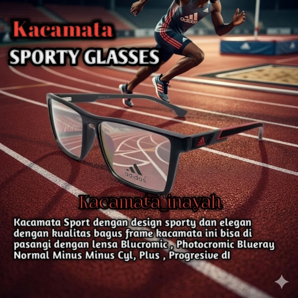 Frame kacamata pria/wanita sport Adidas square | Frame Kacamata Sport Pria Adidas kotak Breathable |