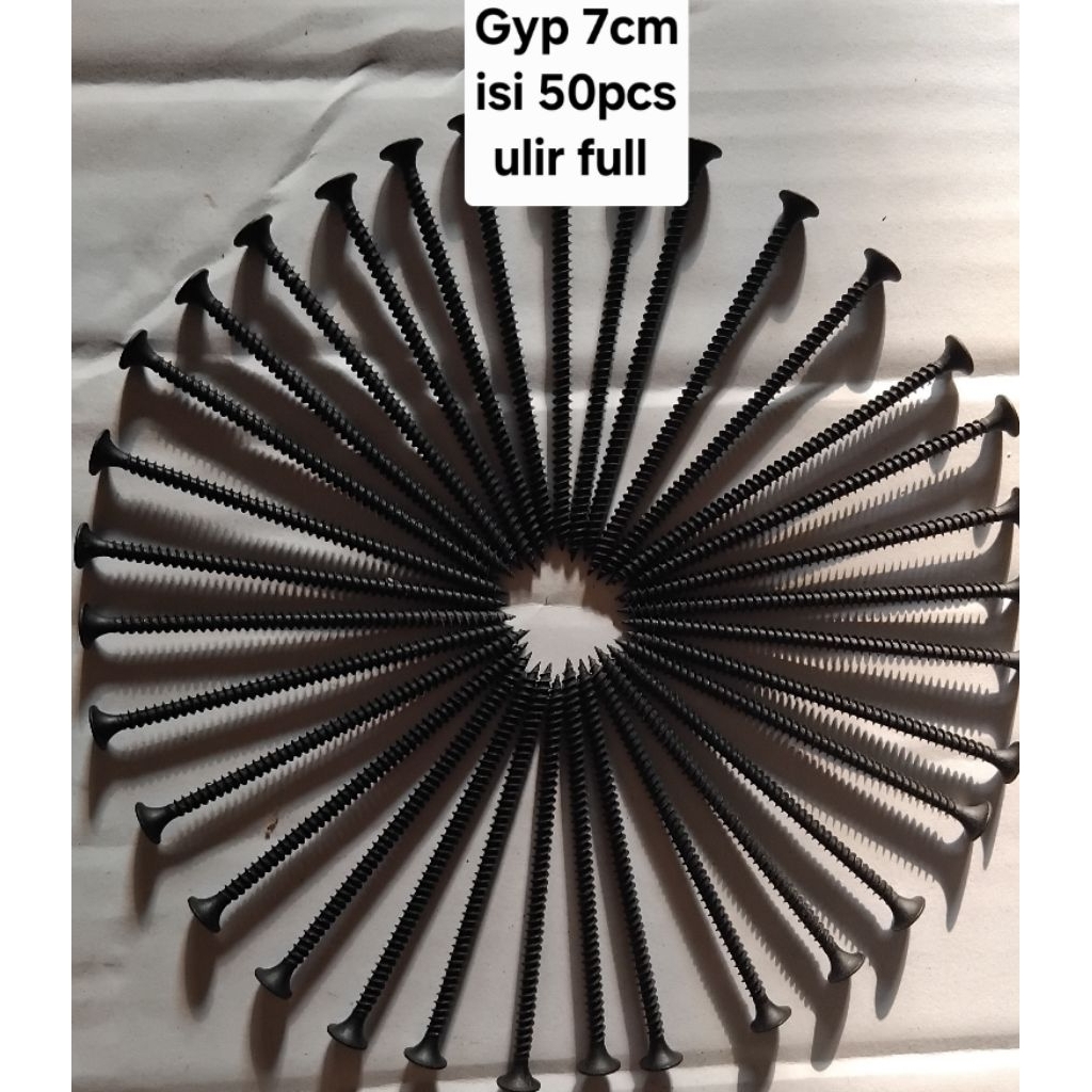 Sekrup Gypsum 7cm isi 50pcs Baut Gypsum Gipsum 7cm dengan 50pcs dalam Kemasan Ulir full untuk Pemasa