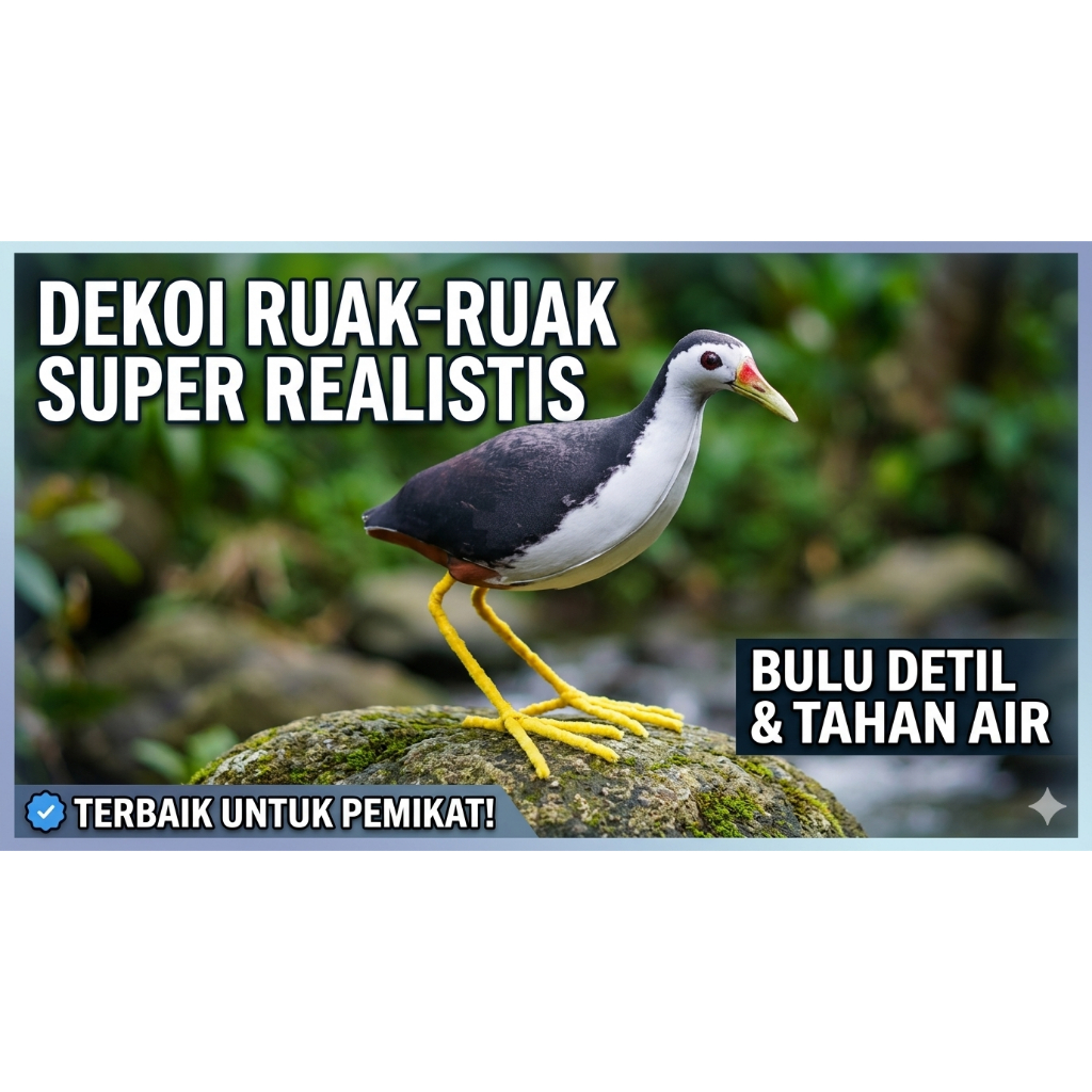 Patung Burung Ruak Ruak - Desain Realistis, Bahan Tahan Air, Ukuran Asli
