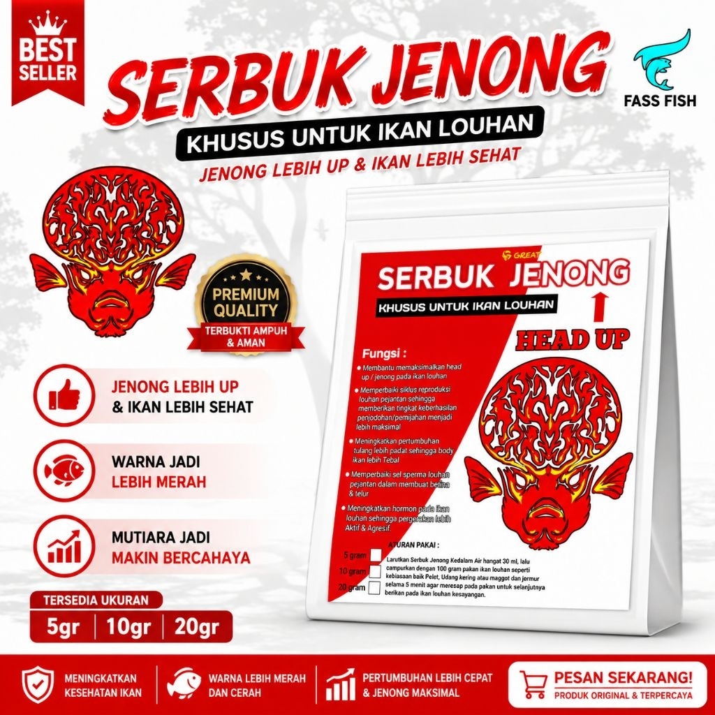 TERMURAH  Serbuk jenong ikan louhan head up untuk memaksimalkan jenong pada ikan louhan