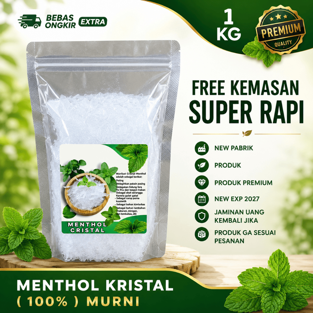 MENTOL KRISTAL MURNI 1 KG / MENTHOL CRYSTAL 1 KG ( FOOD GRADE )
