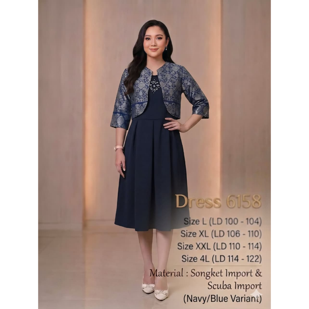 Dress Songket Rompi Lepas Scuba Batik 6158 dress seragam natal terbaru ukuran jumbo