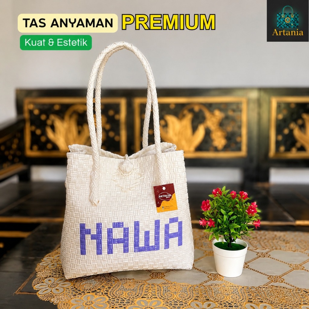 Tas Jali Premium Handmade Custom Nama | Tote Bag Anyaman Besar Muat 8KG
