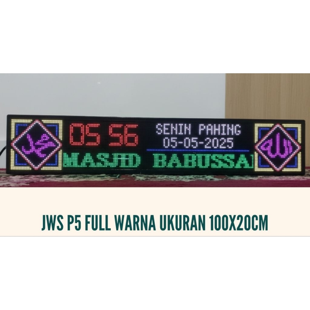 Jam Digital Masjid Full Warna Ukuran 100x20cm