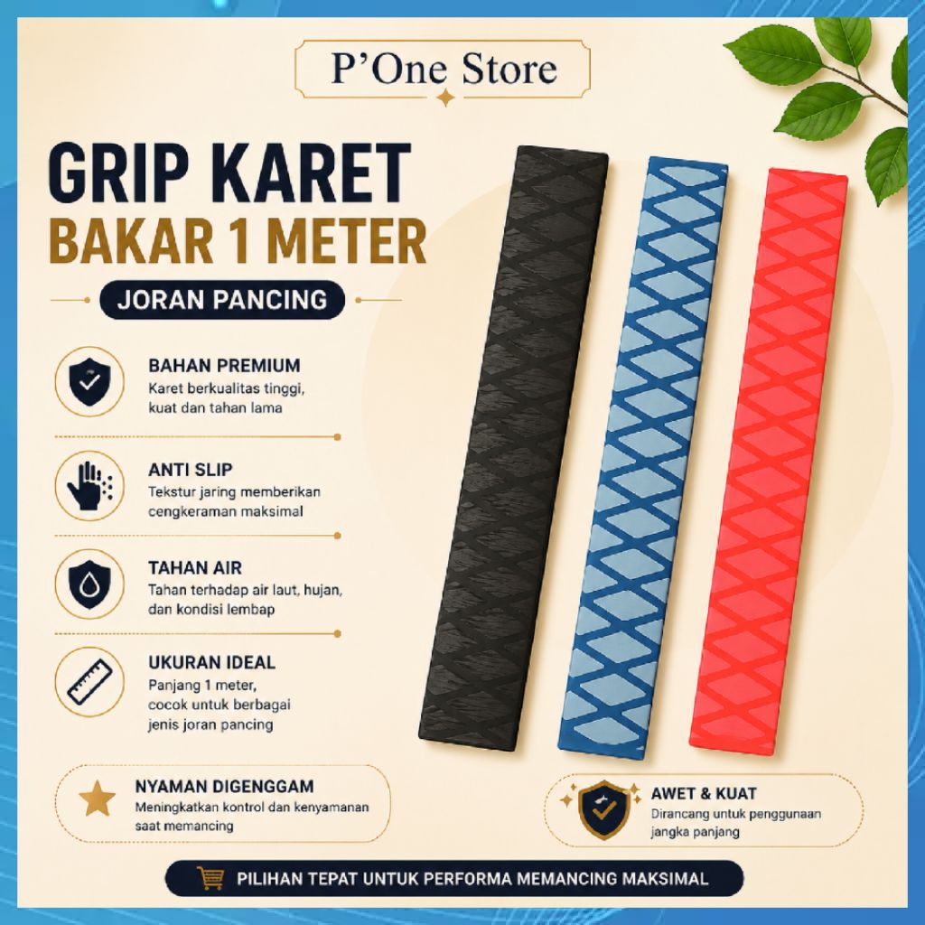 Grip Karet Bakar Joran Pancing Motif × Diameter 15mm - 50mm Panjang 1 Meter