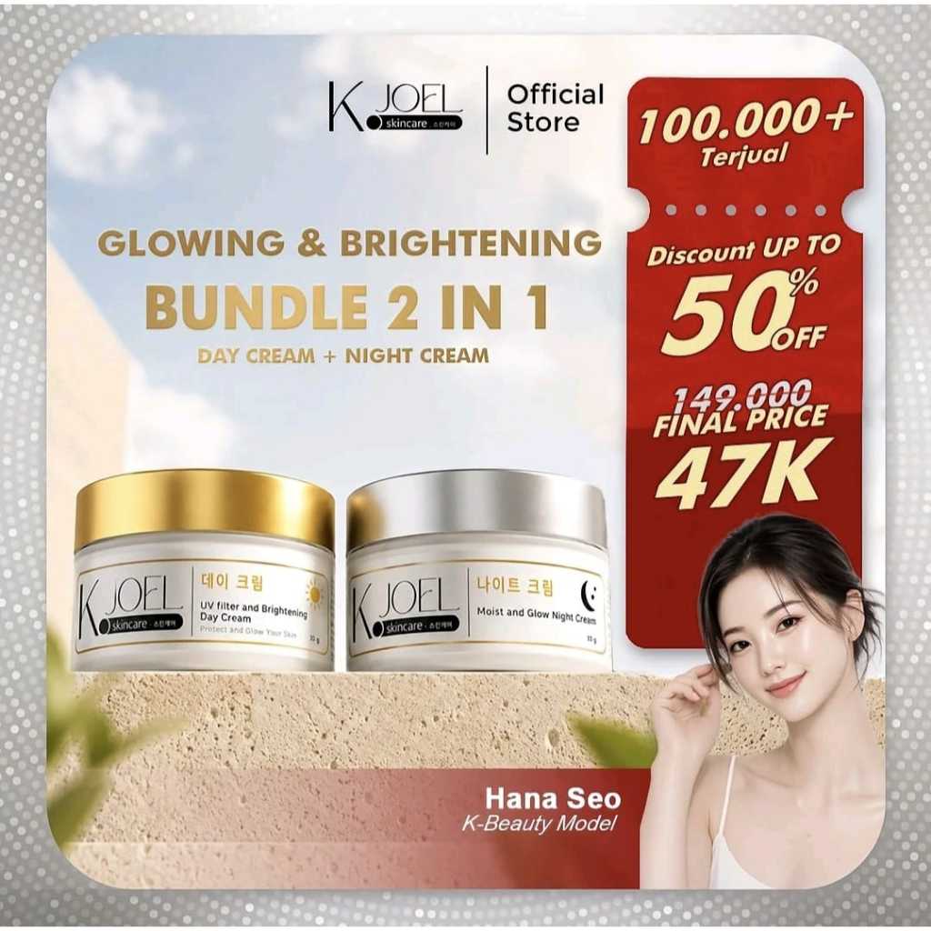 KJOEL Paket Bundling Day cream & Night cream [2 in 1] - With Niacinamide, Salmon DNA, dan UV Filter