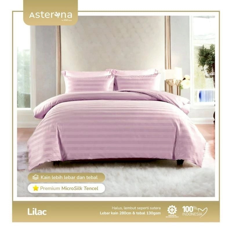 SPREI SET PREMIUM MICRO TENSEL MOTIF GARIS/SALUR LILAC