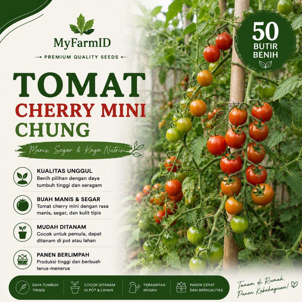 50 Butir Benih Tomat Cherry Mini Premium Bibit Tomat Cherry Chung Benih Tomat Ceri Mini Unggul Bibit