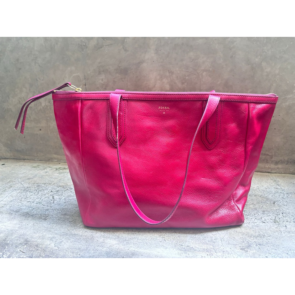 Tas Fossil Original Preloved Tote Bag Kulit Asli Wanita Shoulder Bag Branded Kondisi Bagus