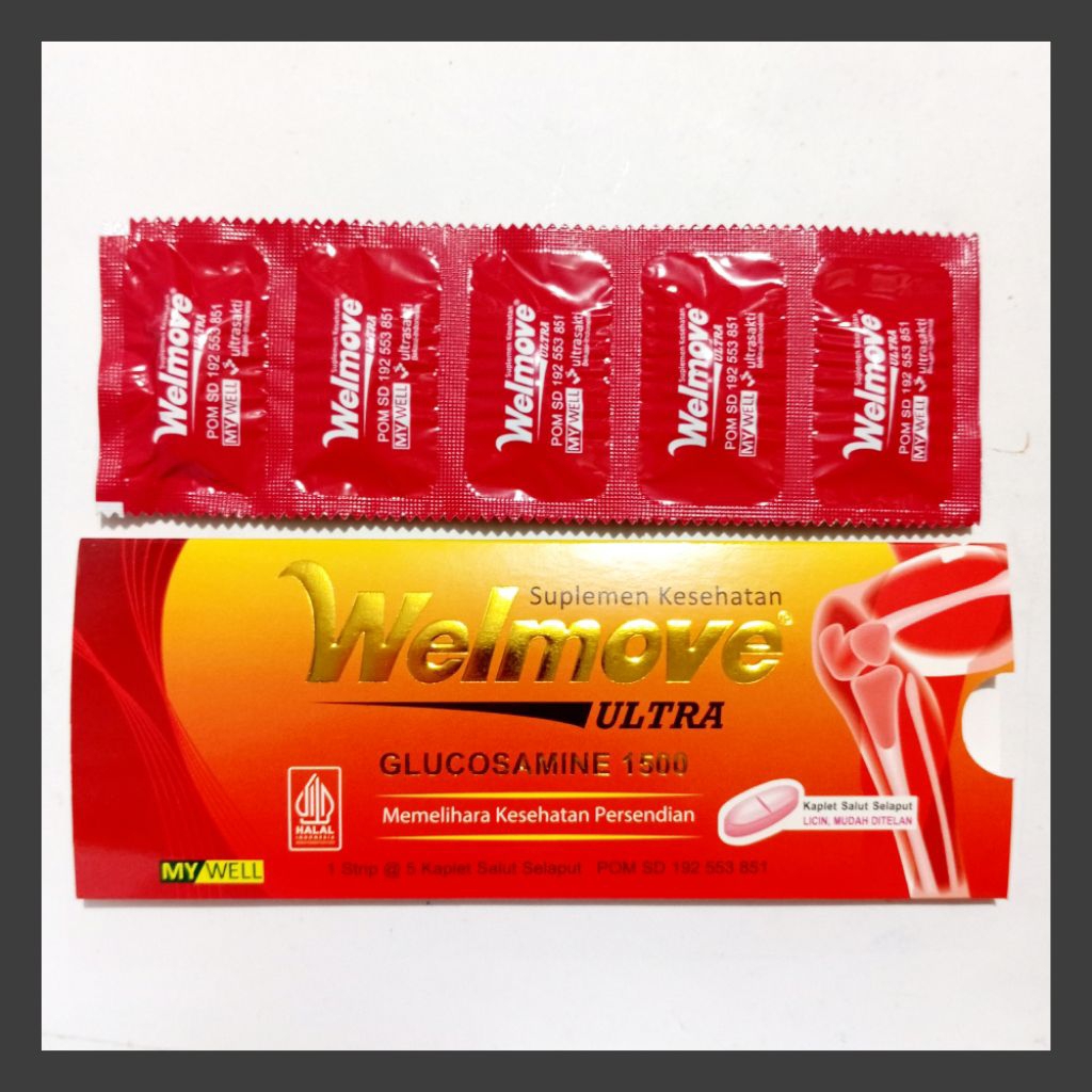 Suplemen Sendi Welmove Ultra - Glucosamine 1500mg, Vitamin C & Mineral, Dosis 1 Kaplet/Hari