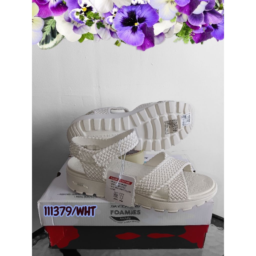 PROMO SENDAL SKECHERS CEWEK_SKECHERS 111379/WHT_SEPATU ORIGINAL