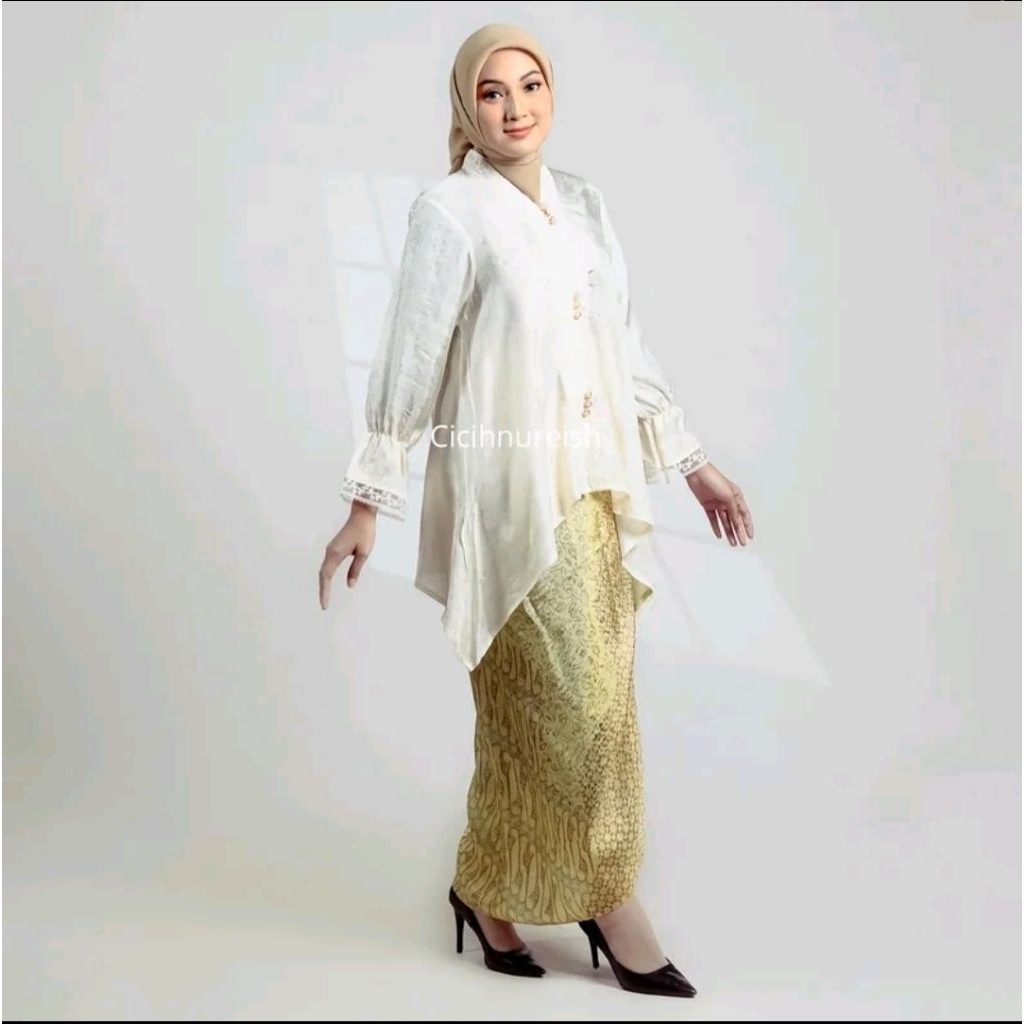 [split pay only] Wts Preloved Aini kebaya batik viscose modern - Warna Ivory