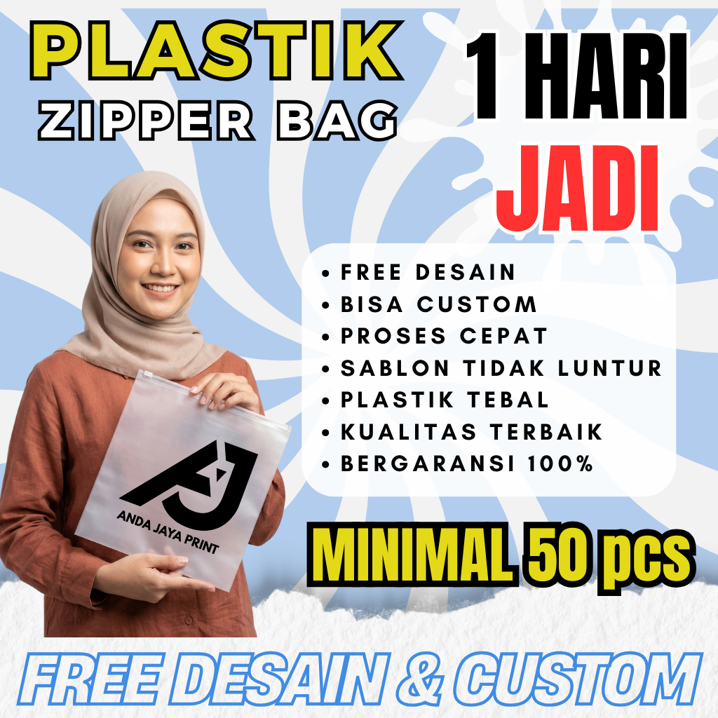 Plastik Zipper Bag | Plastik ziplock Custom |  ziplock  doff  | FREE DESIGN, BISA COD Minimal 50pcs