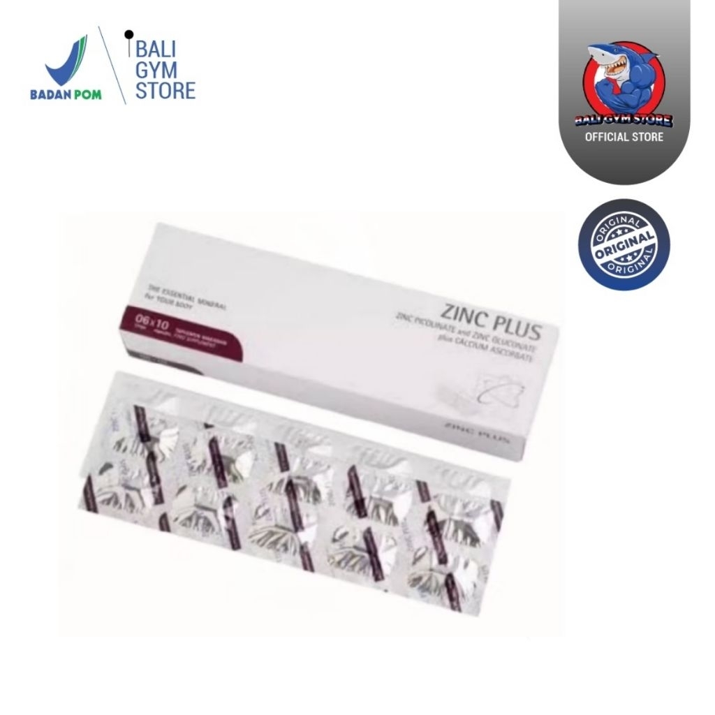 ZINC PLUS Untuk Jerawat Rambut Rontok Vitamin C [1 Box] 60 Kapsul