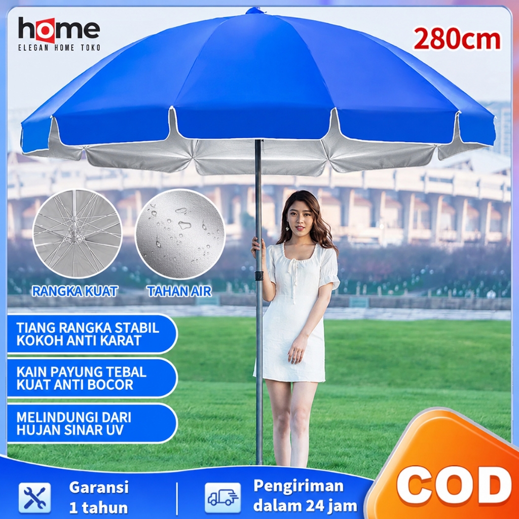 E.Home Payung Tenda 180cm-280 cm Payung Jualan Lapak Tenda Payung Pantai Jumbo Besar dengan Sarung