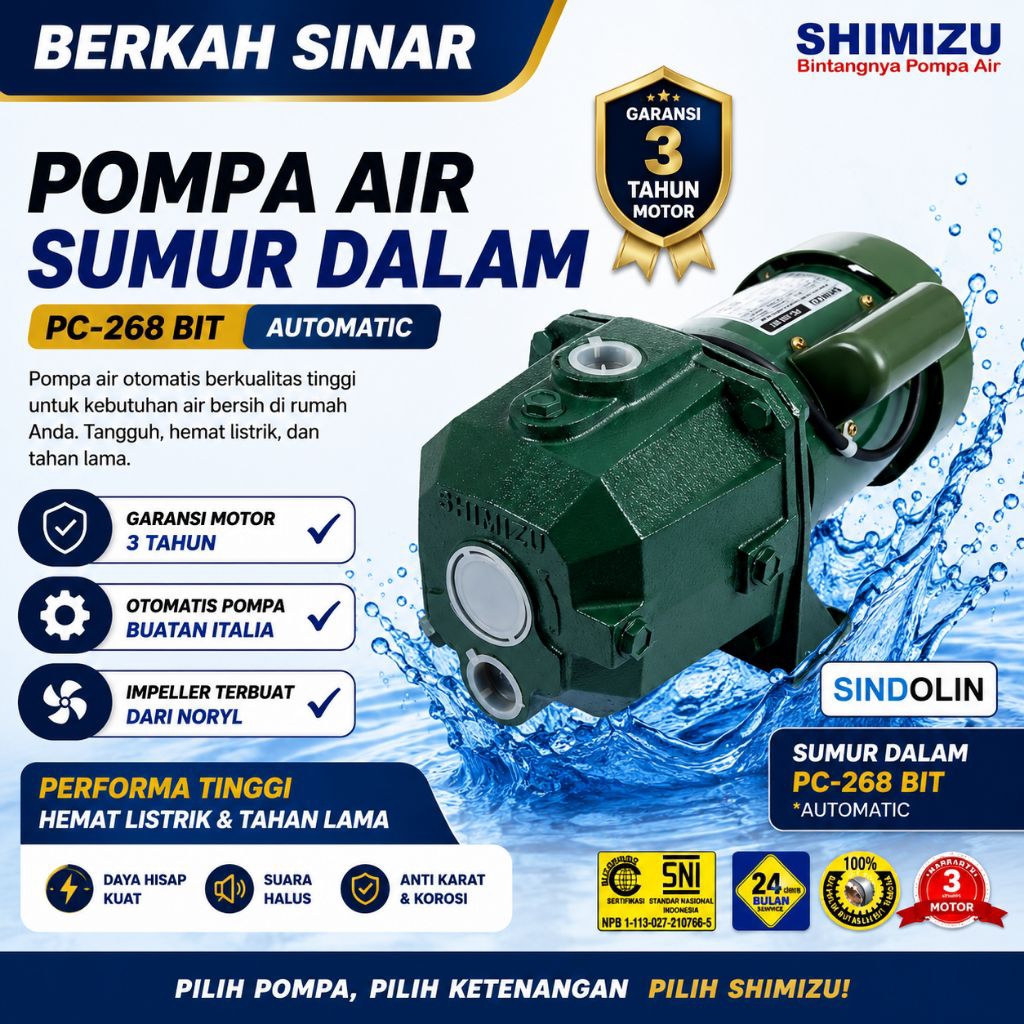 Pompa air SHIMIZU PC268BIT / JET PUMP PC 268 BIT / PC268 / 268BIT - Tanpa