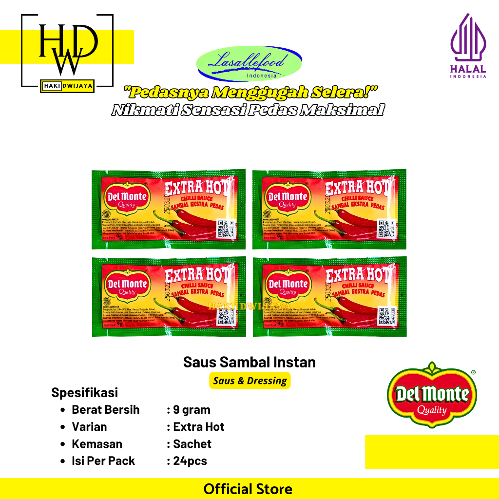 Del Monte Saus Sachet Extra Hot Saus Sambal Pedas Praktis untuk Bakso Mie Gorengan & Snack