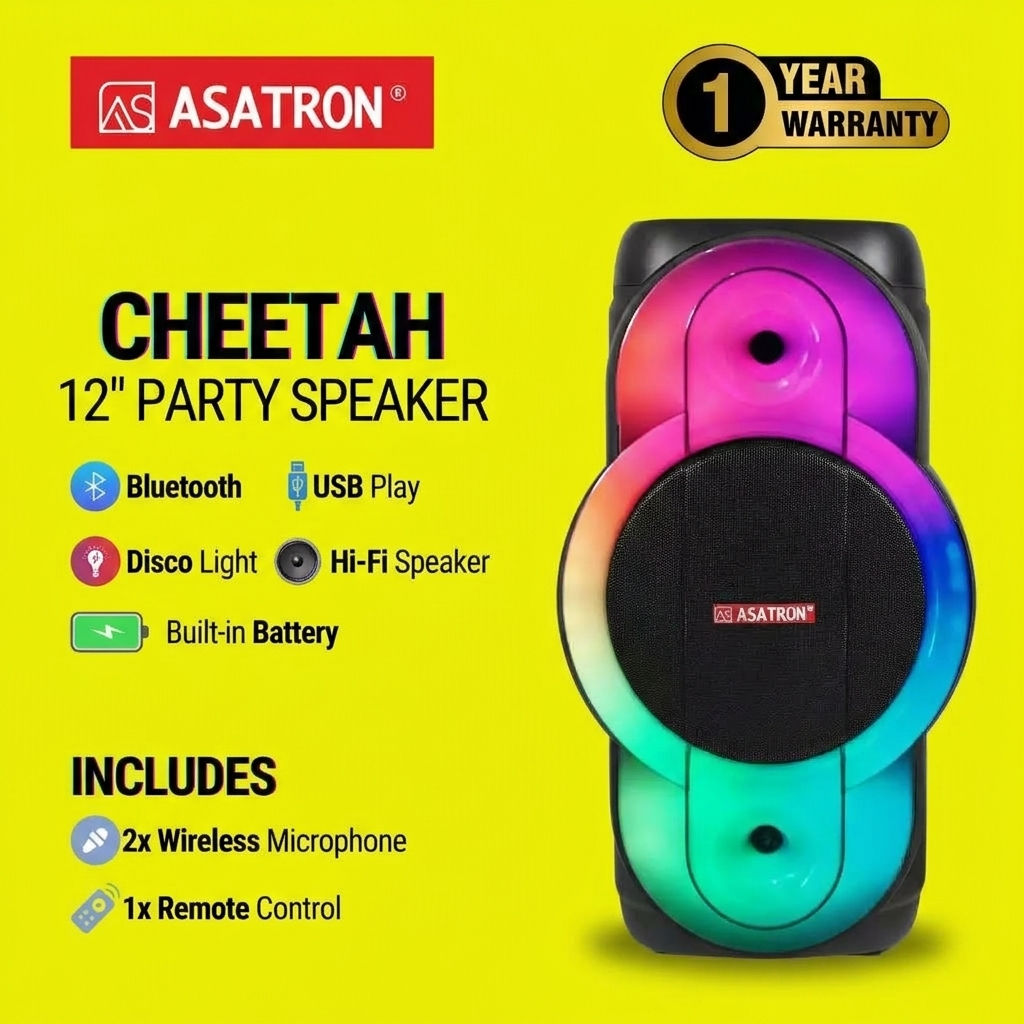Asatron CHEETAH 12 Inch Bluetooth Party Speaker Woofer 40W TWS