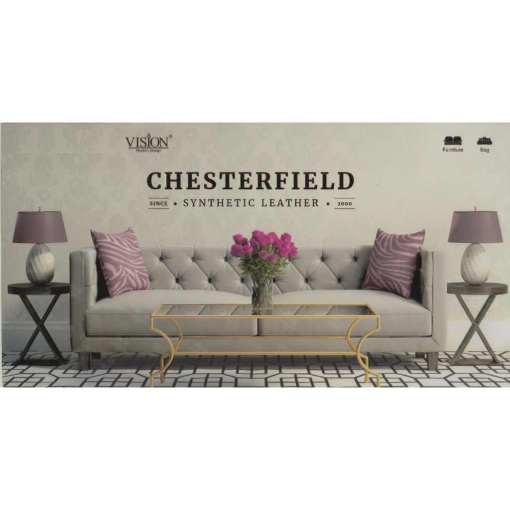 CHESTERFIELD kulit oscar jok sofa / Tas sintetis motif bercak