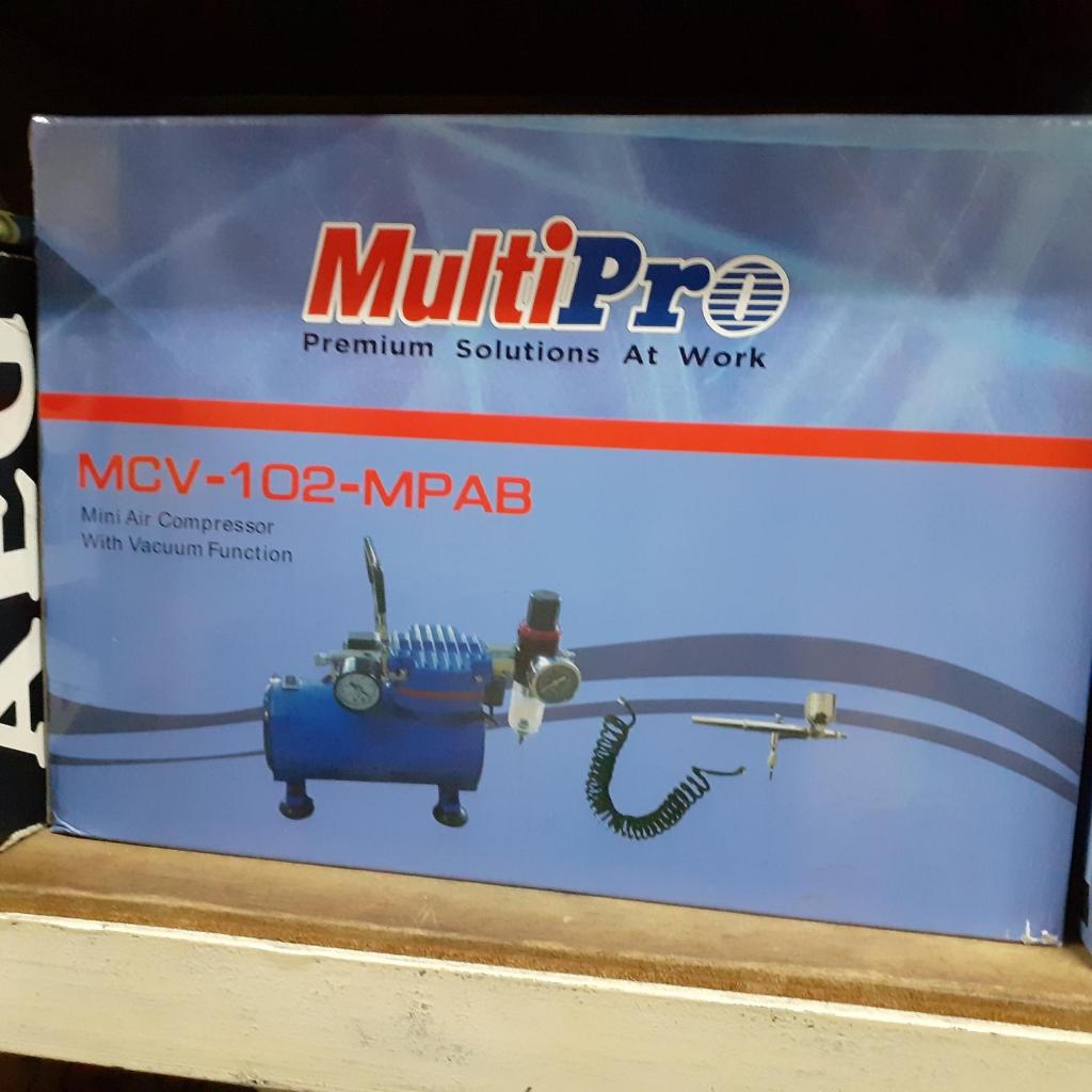 MULTIPRO MCV102MPAB Compressor Mini / Kompresor Mini Komplit Selang, Filter, Air Brush