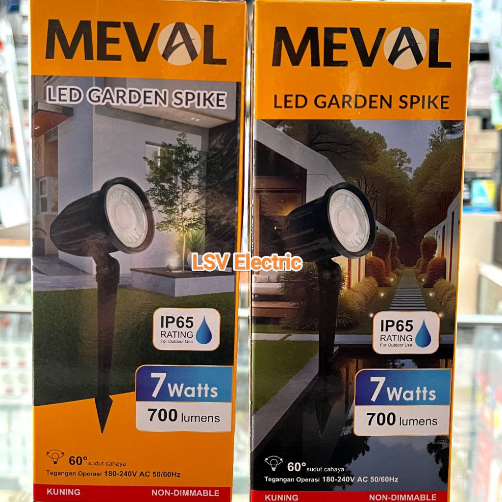 Lampu Taman Tancap MEVAL 7 Watt 3000K warna kuning 100% original