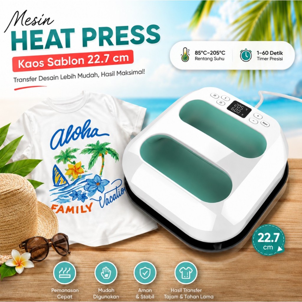 Mesin Press Sablon Kaos, Logo, Topi Mini Hobby Heat Press Adjustable Temperature (Sablon Press Sepat