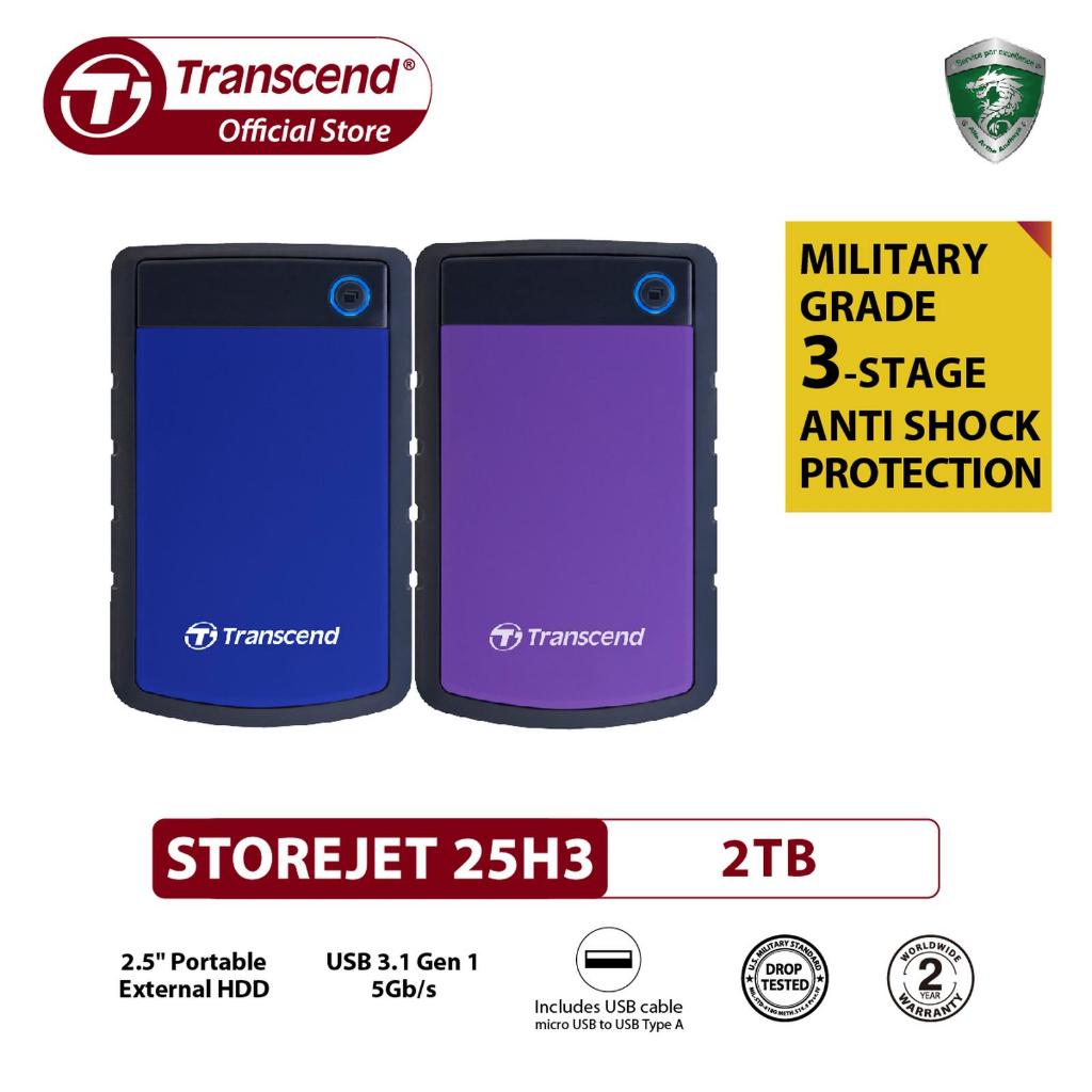 Harddisk External Transcend StoreJet 25H3 4TB 2TB 1TB - HDD Ext 1TB 2TB 4TB Transcend 25h3