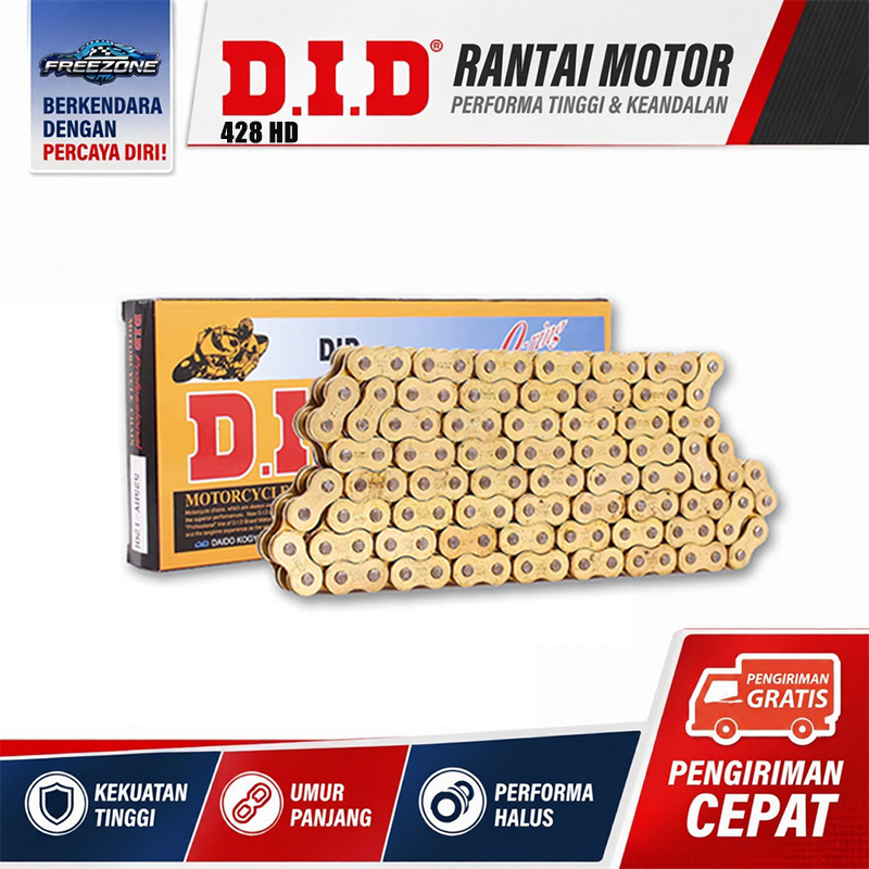 Rantai sepeda motor berkualitas tinggi DID 428HD-136 Rantai non-minyak, umur panjang kinerja tinggi,