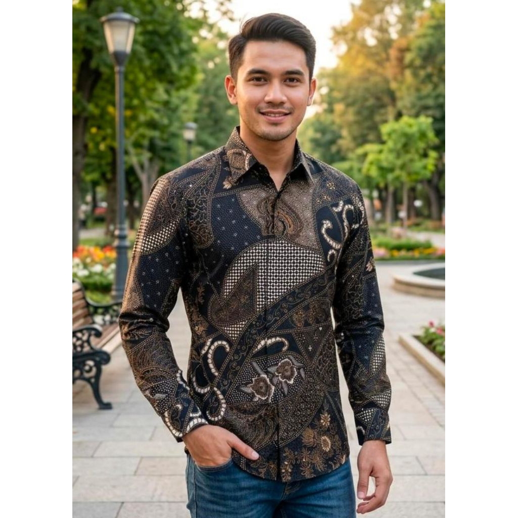 kemeja batik pria murah Medan warna coklat
