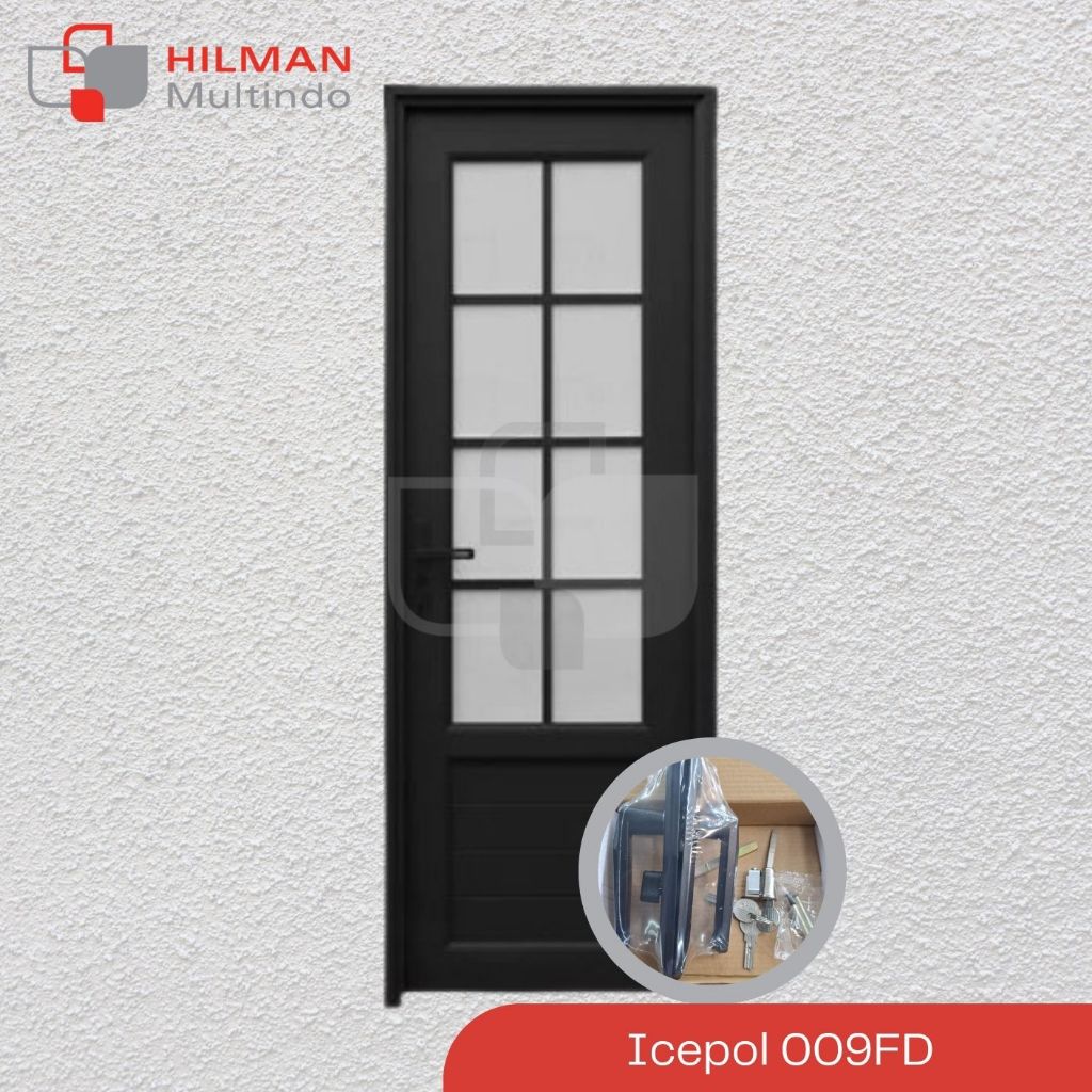 Pintu Icepol IC-009FD - Pintu UPVC 70 x 200 cm Hitam