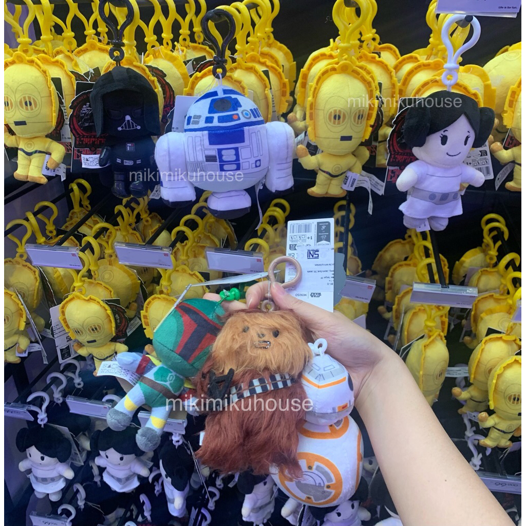 READY STOCK MINISO STAR WARS PLUSH KEYRING DOLL KEYCHAIN BOBA FETT R2-D2 PRINCESS LEIA CHEWBACCA C-3