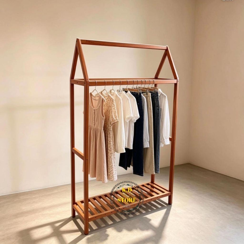 Gantungan baju model almari simpel premium kayu jati