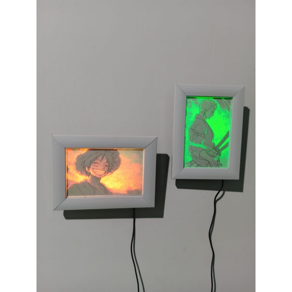 Lampu Hias Dinding Aesthetic Anime One Piece 3D Lukisan Cahaya LED 2 in 1