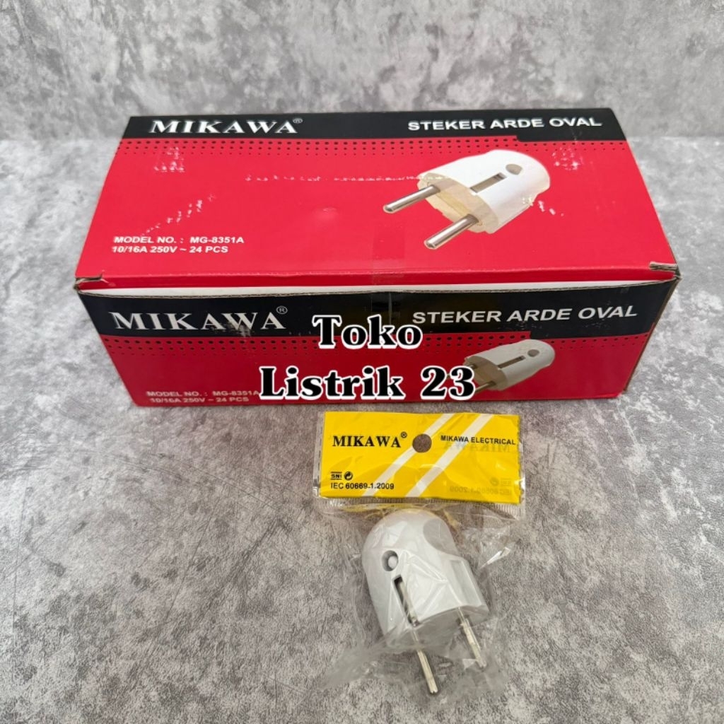 1 KOTAK (isi 24pc) Steker Arde Bulat Mikawa Terminal MG-8351A SNI Colokan Listrik 2 Pin Ground Kunin