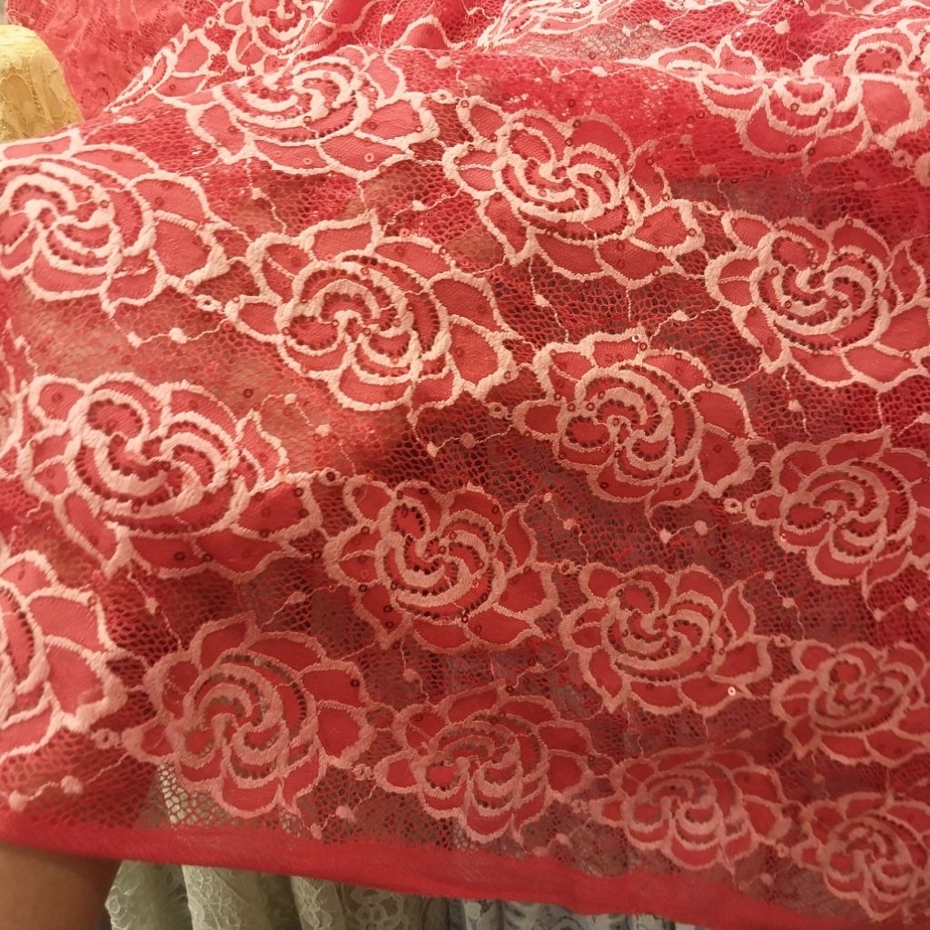 Kain bahan brukat sofia stretch brukat kebaya melar payet(harga per 0,5 meter)
