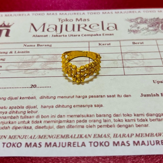 Terbaru Cincin Wanita Emas 3 gram Sudah dapat surat dari toko