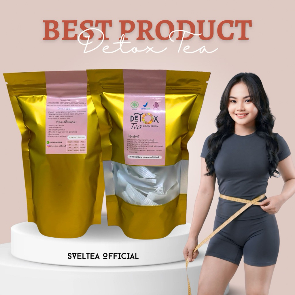 Sveltea Official Detox Tea 30hari | HALAL BPOM | Teh Pelangsing | Bakar Lemak Tubuh | Turun BB Tanpa