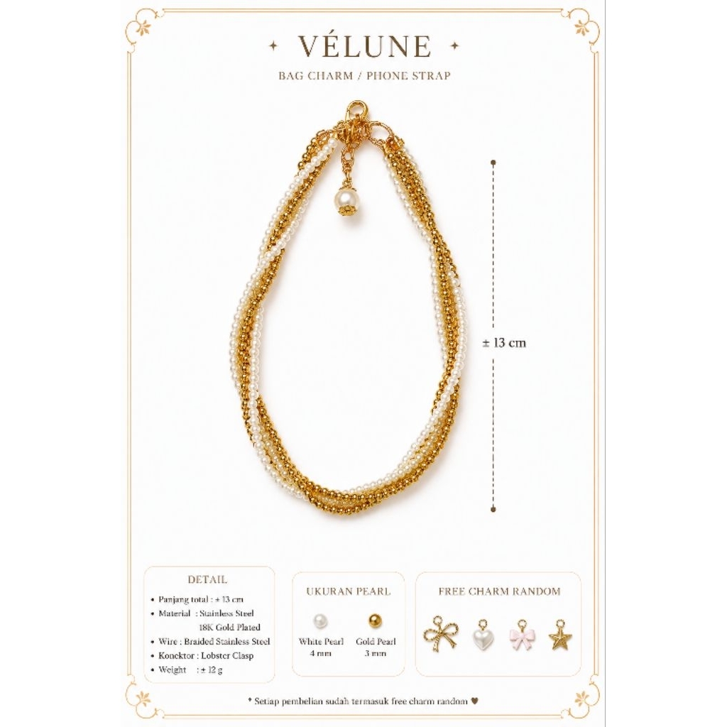 VÉLUNETwisted Pearl Bag Charm / Phone Strap