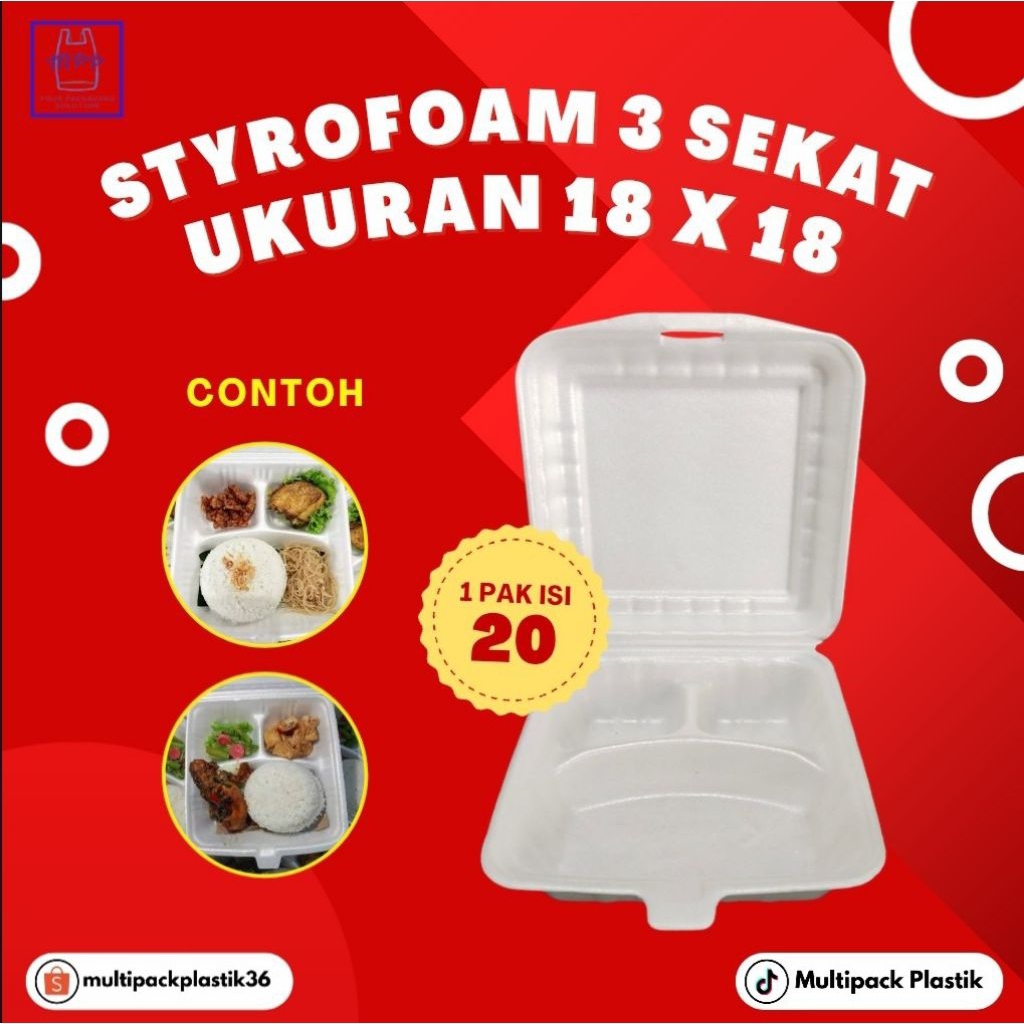 STYROFOAM BUBUR NASI/ STYROFORM/KOTAK NASI SEKAT 3 ISI 20